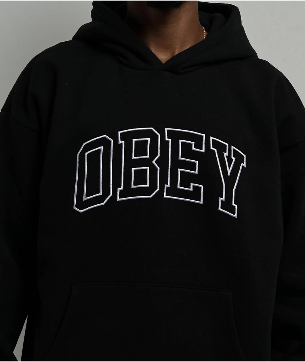 Obey Collegiate Logo Black Hoodie Product Image