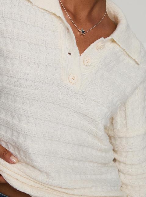 Autumnal Collared Sweater Cream Product Image
