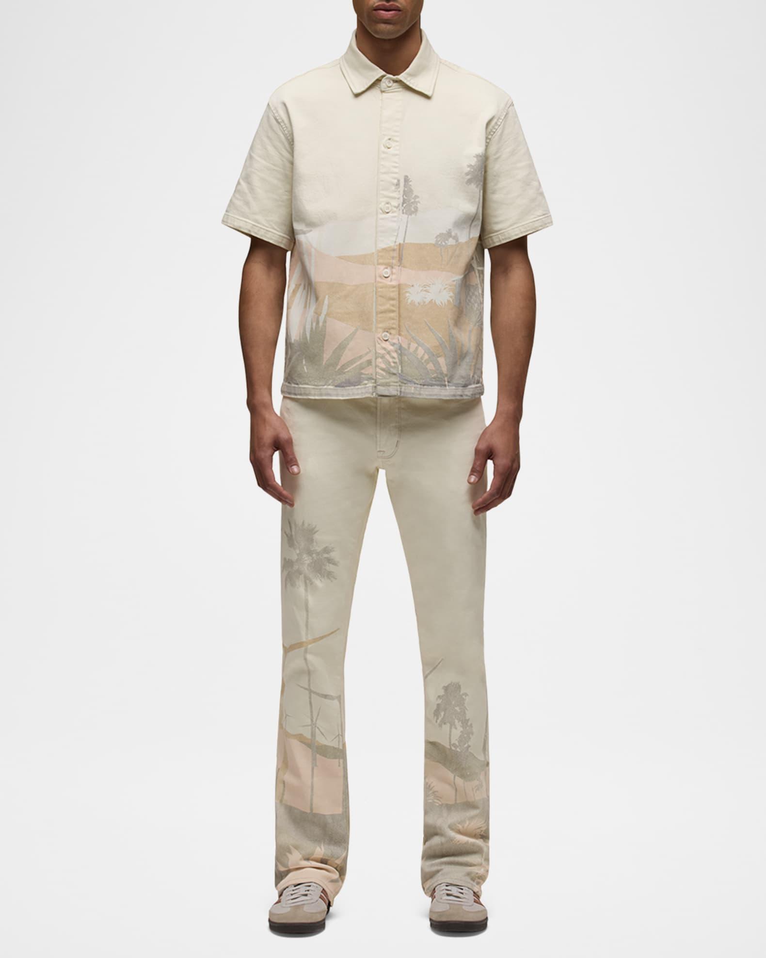 Men's Graphic Denim Button-Down Camp Shirt Product Image