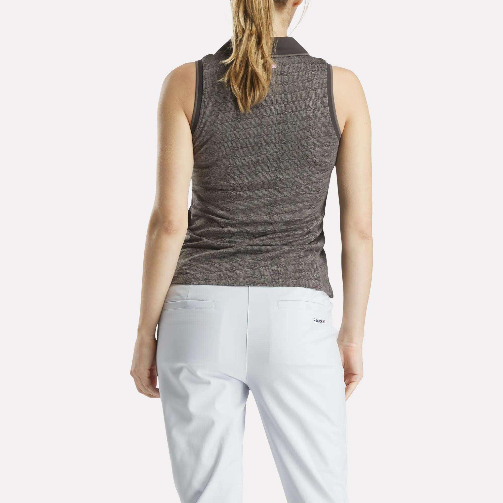 Women's Sleeveless Tonal Vector Jacquard Golf Polo Shirt Female Product Image