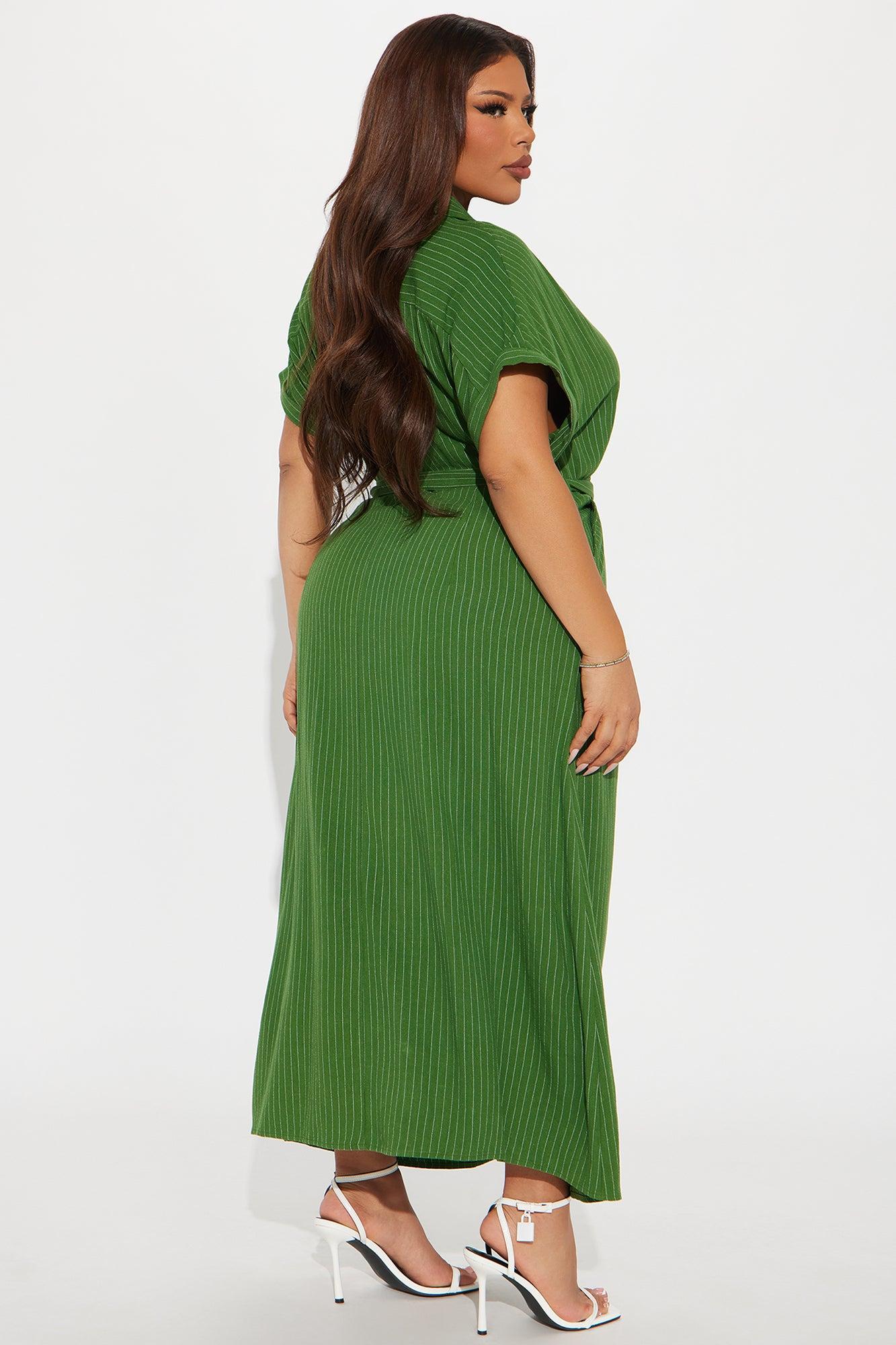 Eliza Button Up Maxi Dress - Olive Product Image