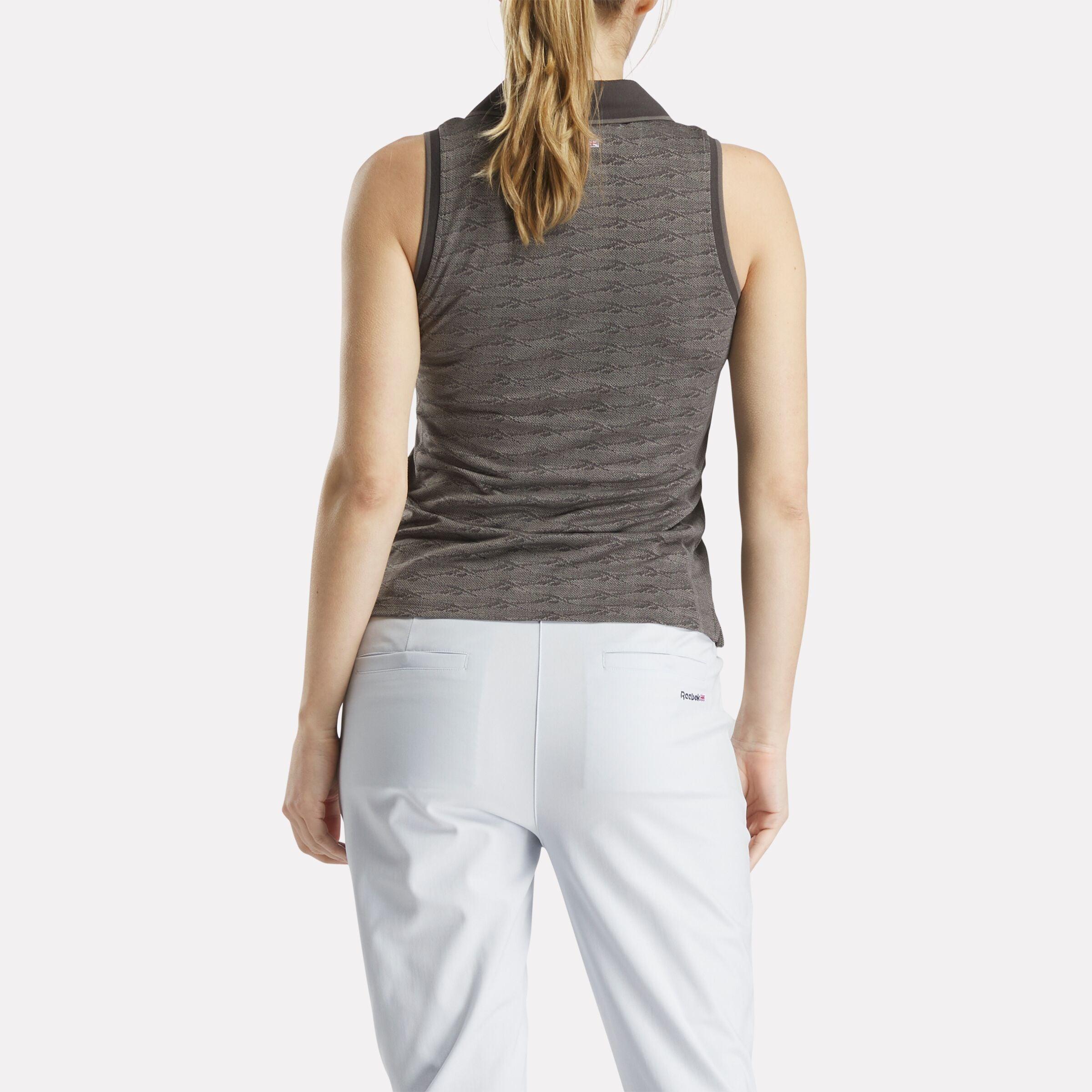 Women's Sleeveless Tonal Vector Jacquard Golf Polo Shirt Female Product Image