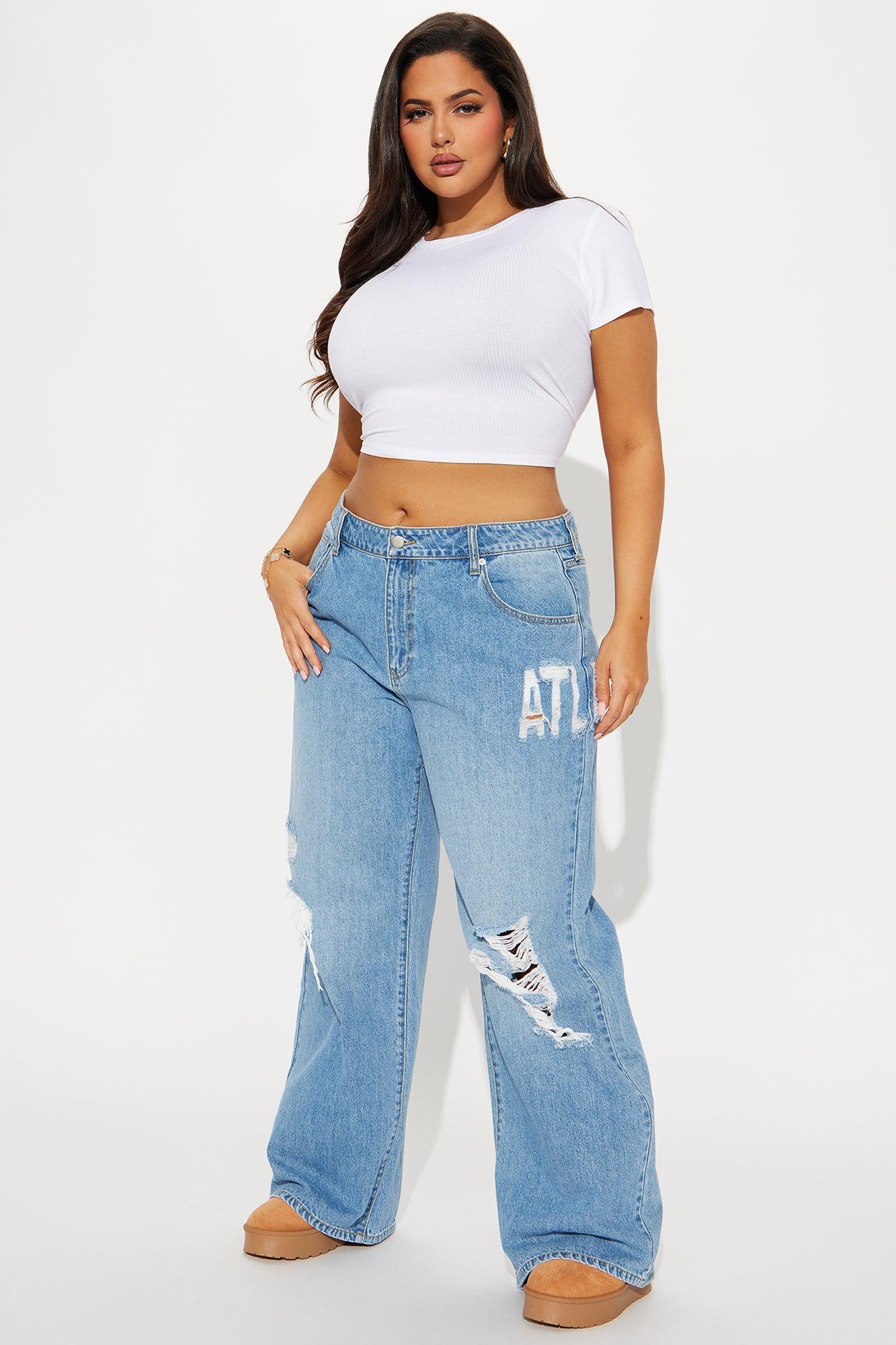Hometown Honey Atlanta Ripped Baggy Jeans - Medium Wash Product Image