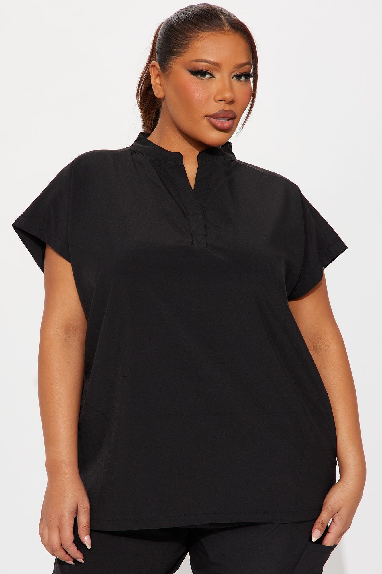 Performance Stretch Raglan Uniform Scrub Jogger Set - Black Product Image