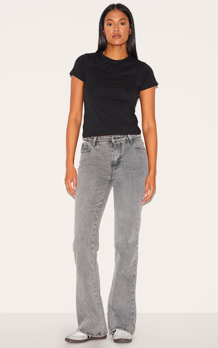 Tall Washed Grey Slim Fit Low Rise Flared Jeans Product Image