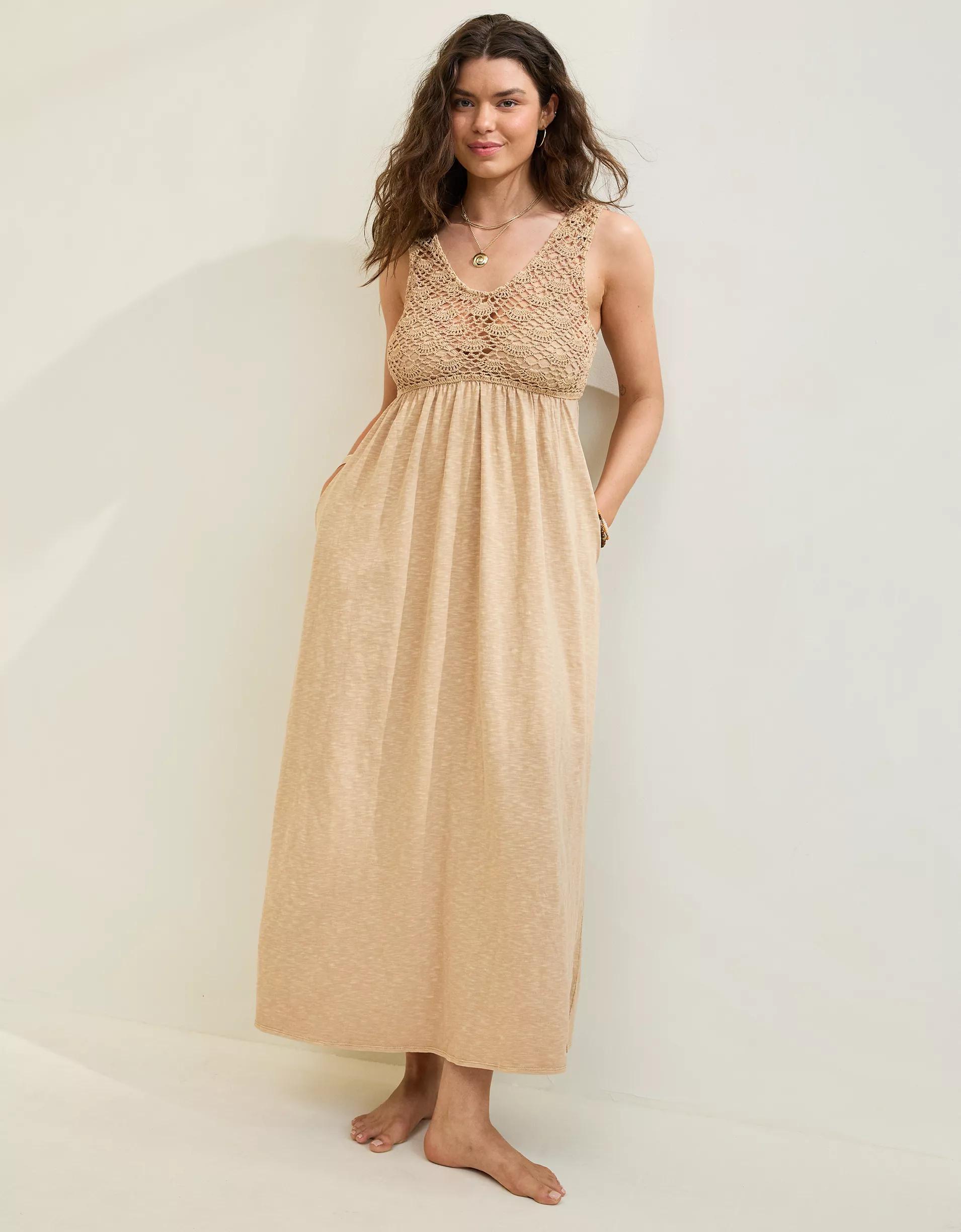 Aerie Crochet Maxi Dress Product Image