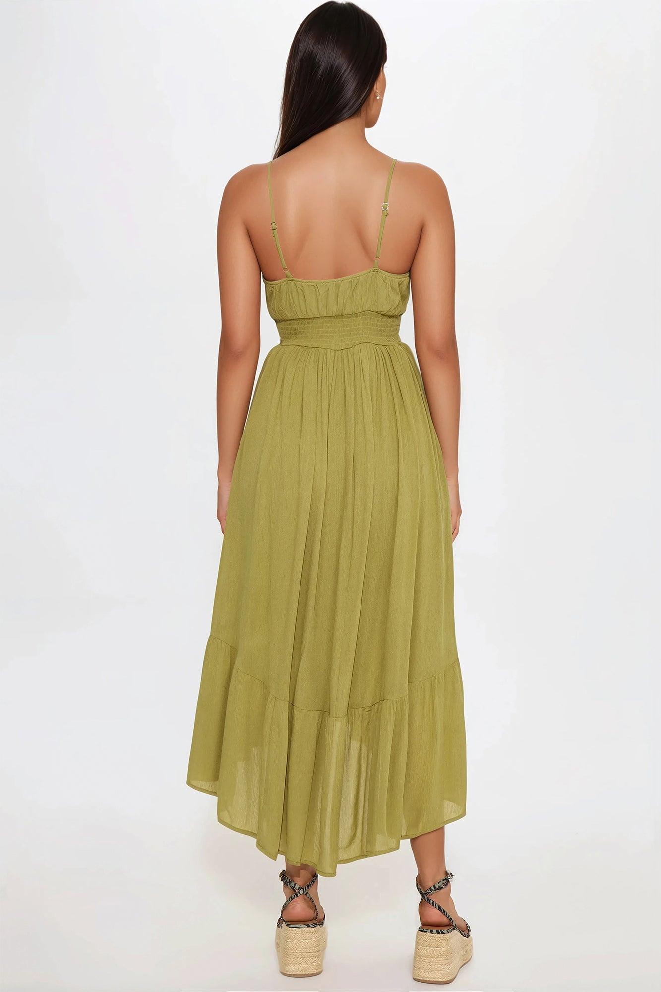 Shannon Smocked Midi Dress - Olive Product Image