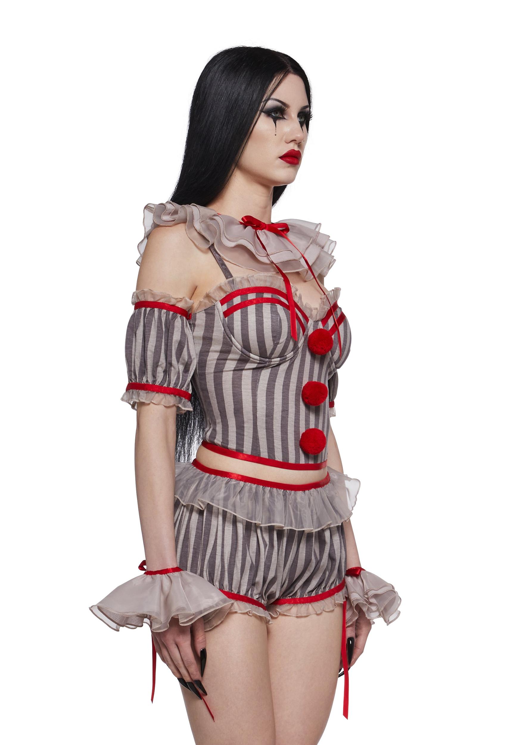Sexy Womens Halloween Sewer Clown It Halloween Costume - White Product Image