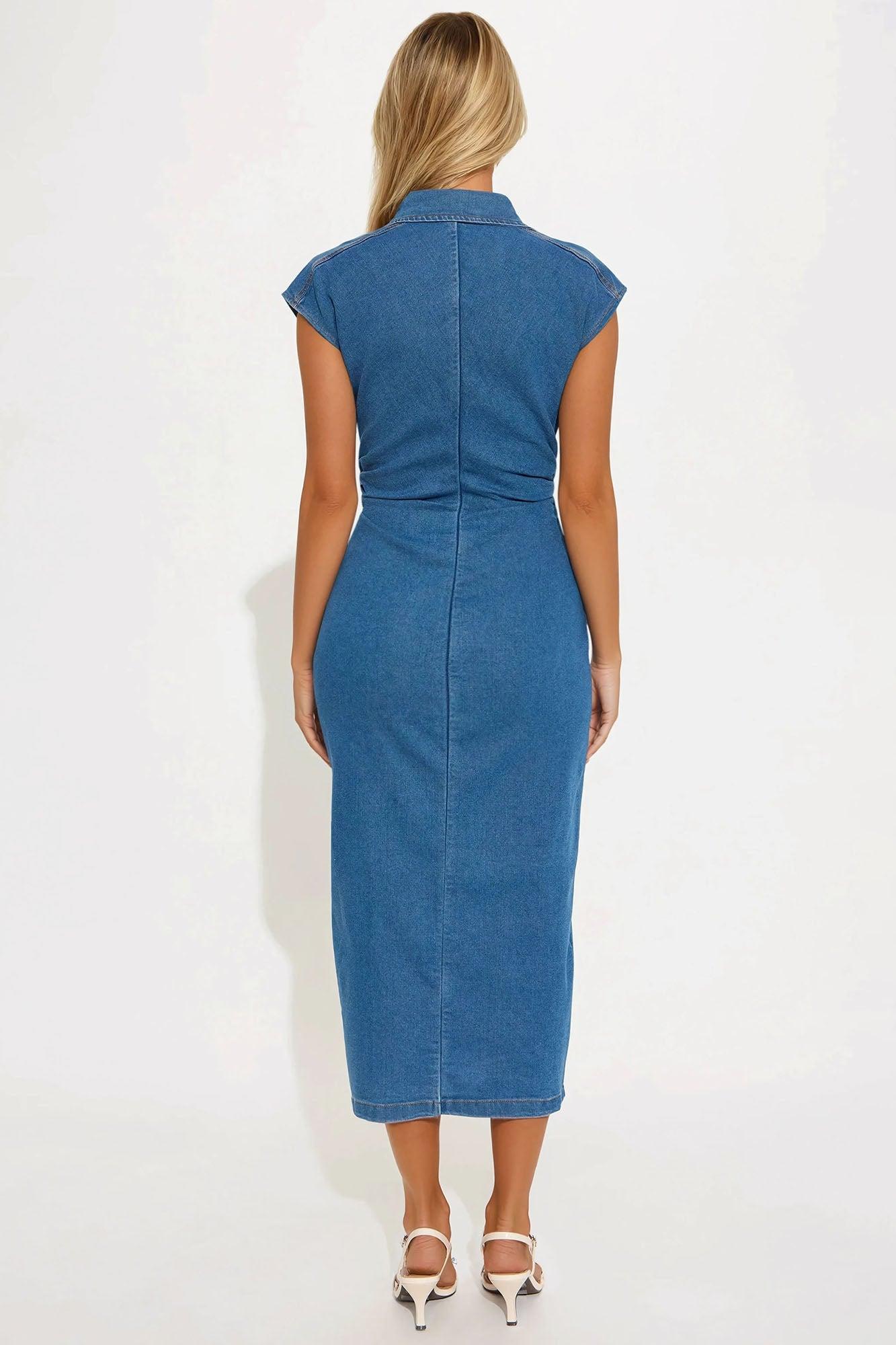 Devine Denim Maxi Dress - Denim Product Image