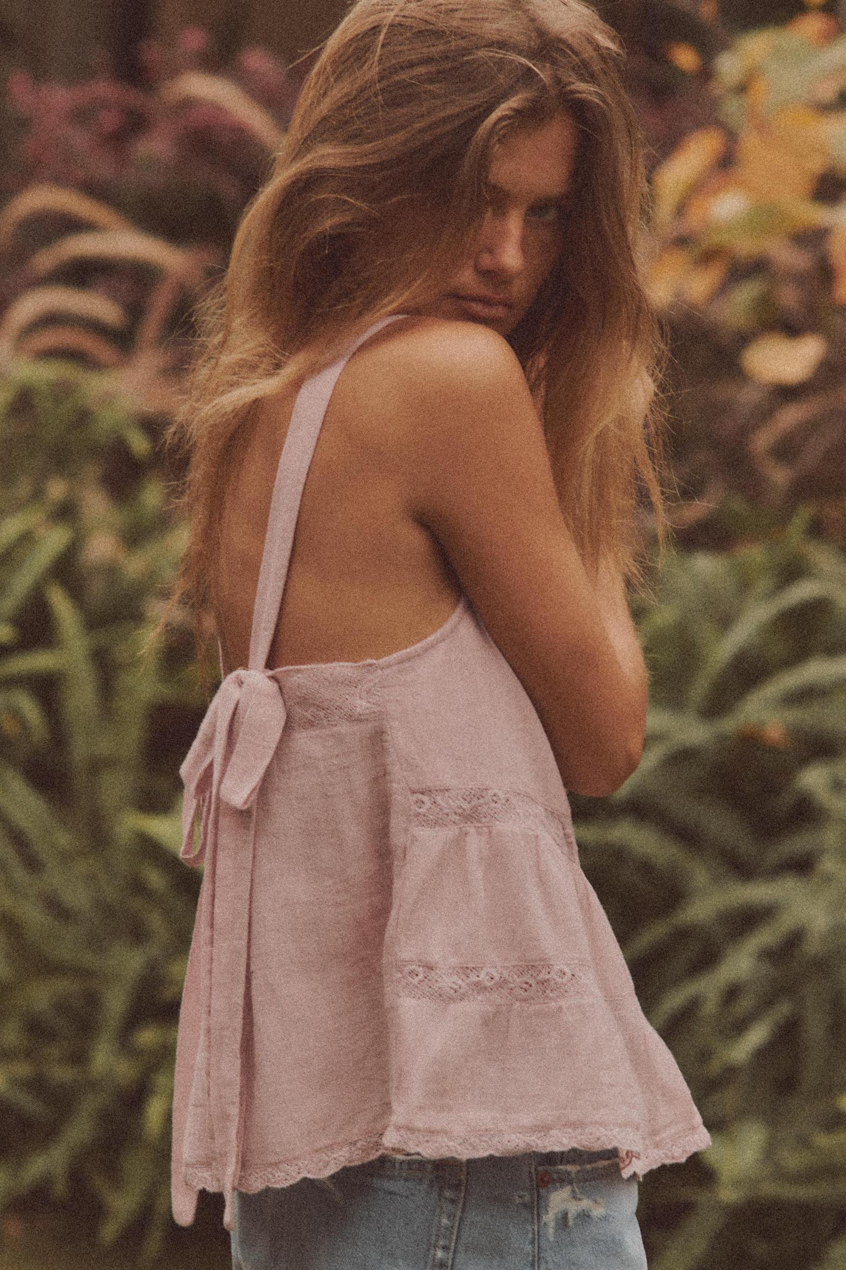 EMBROIDERED STRAPPY CHIFFON TOP Product Image