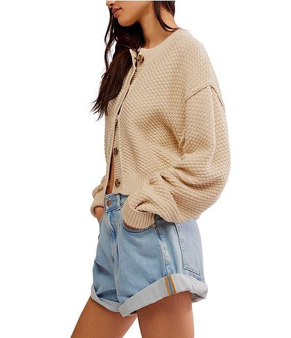 Free People Lila Textured Knit Button Front Long Sleeve Cardigan Product Image
