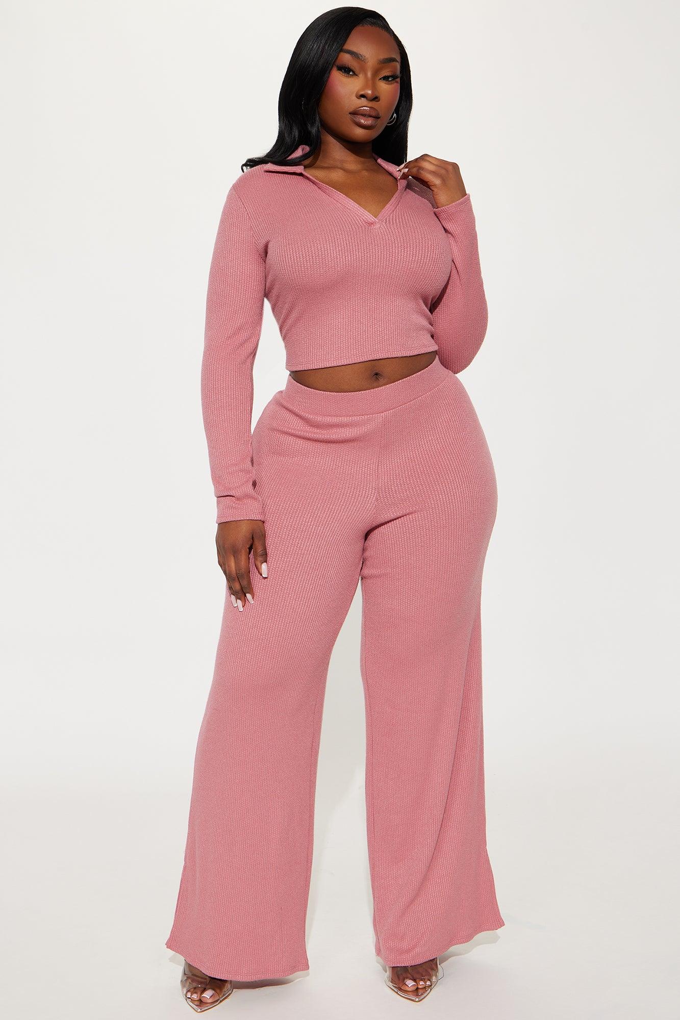 Off The Clock Cozy Pant Set - Mauve Product Image
