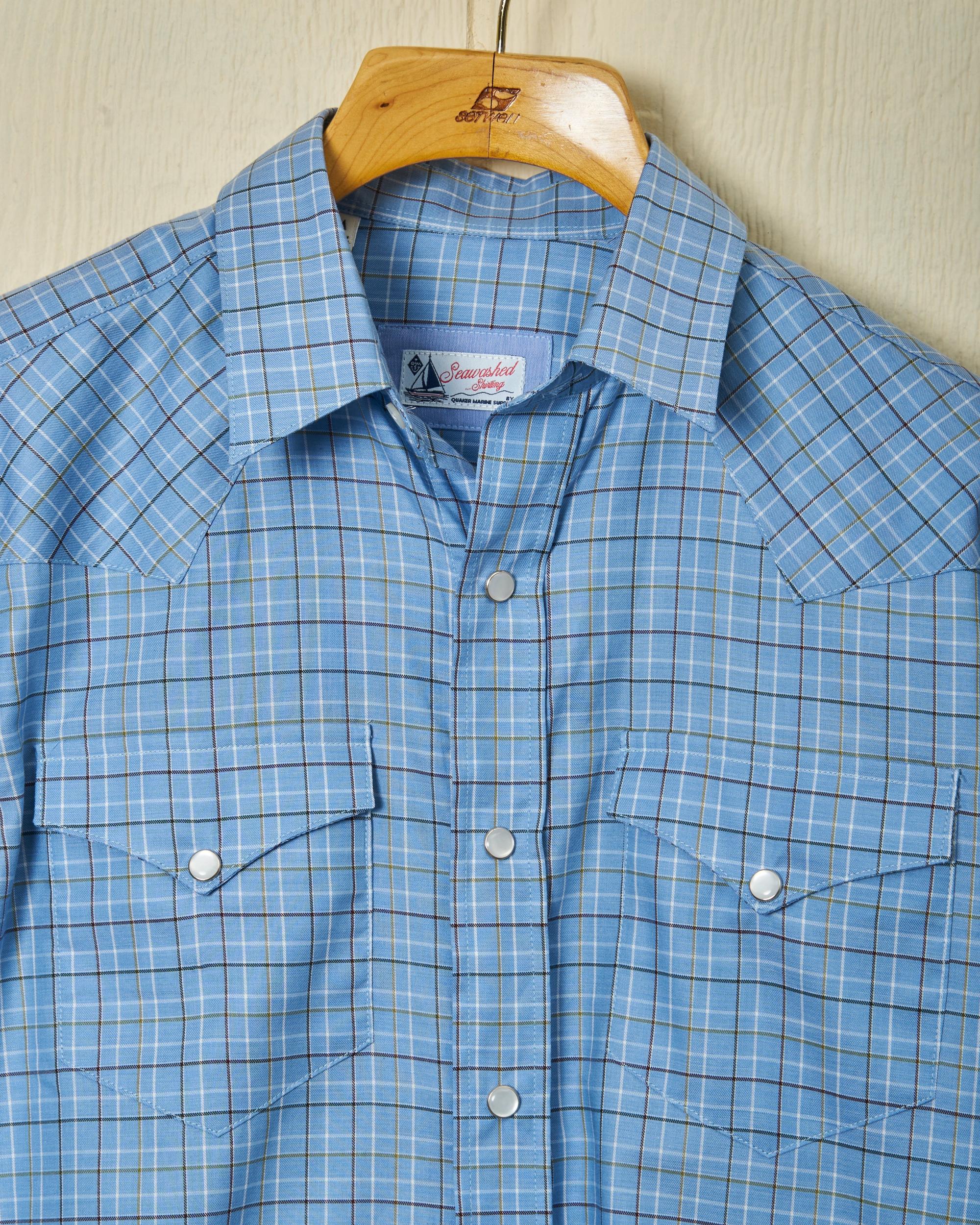 Western Sea-Washed Shirt in Blue Tattersall Product Image
