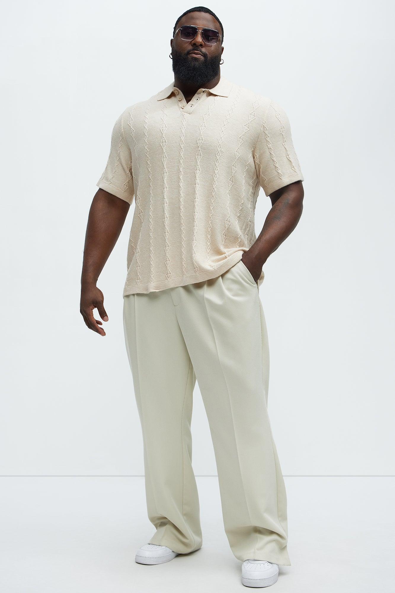 Diamond Knit Sweater Polo - Sand Product Image