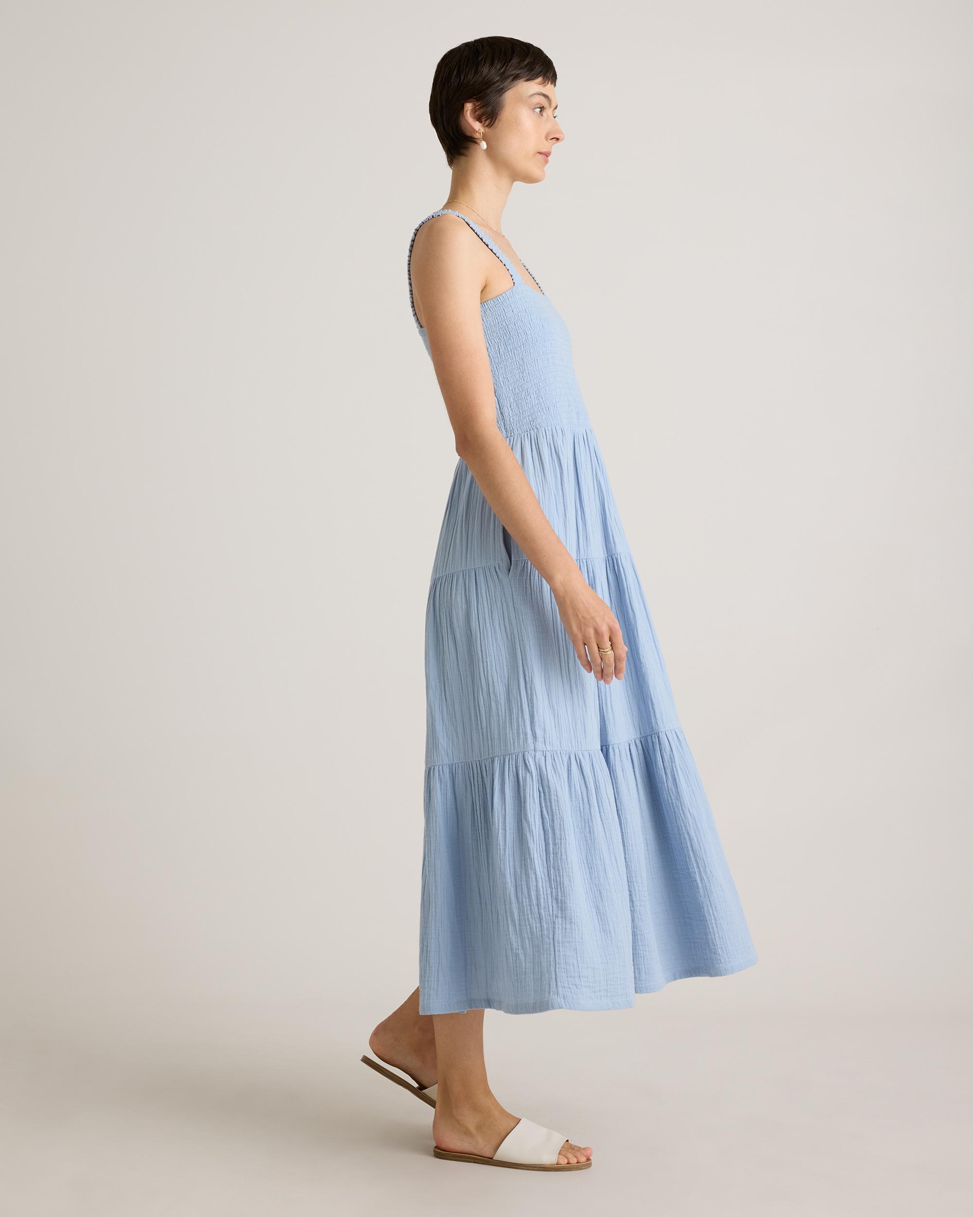 Quince | Women's Gauze Smocked Sleeveless Maxi Dress Organic Cotton Product Image