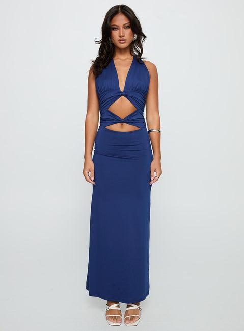 Labour Of Love Halter Maxi Dress Cobalt Product Image