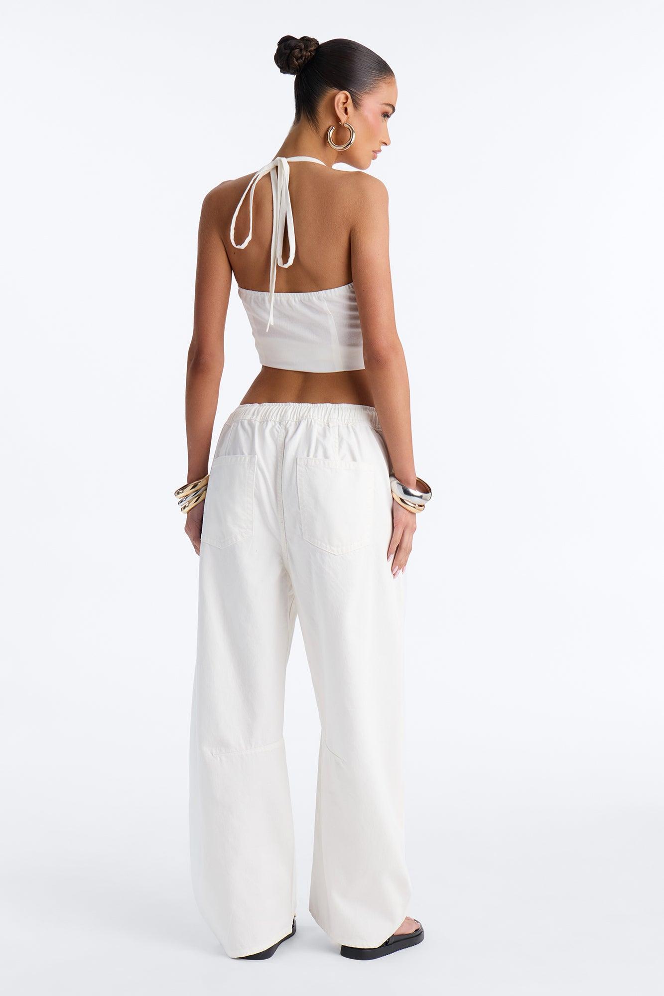 At Sunset Loose Fit TIe Waist Jeans - White Female Product Image
