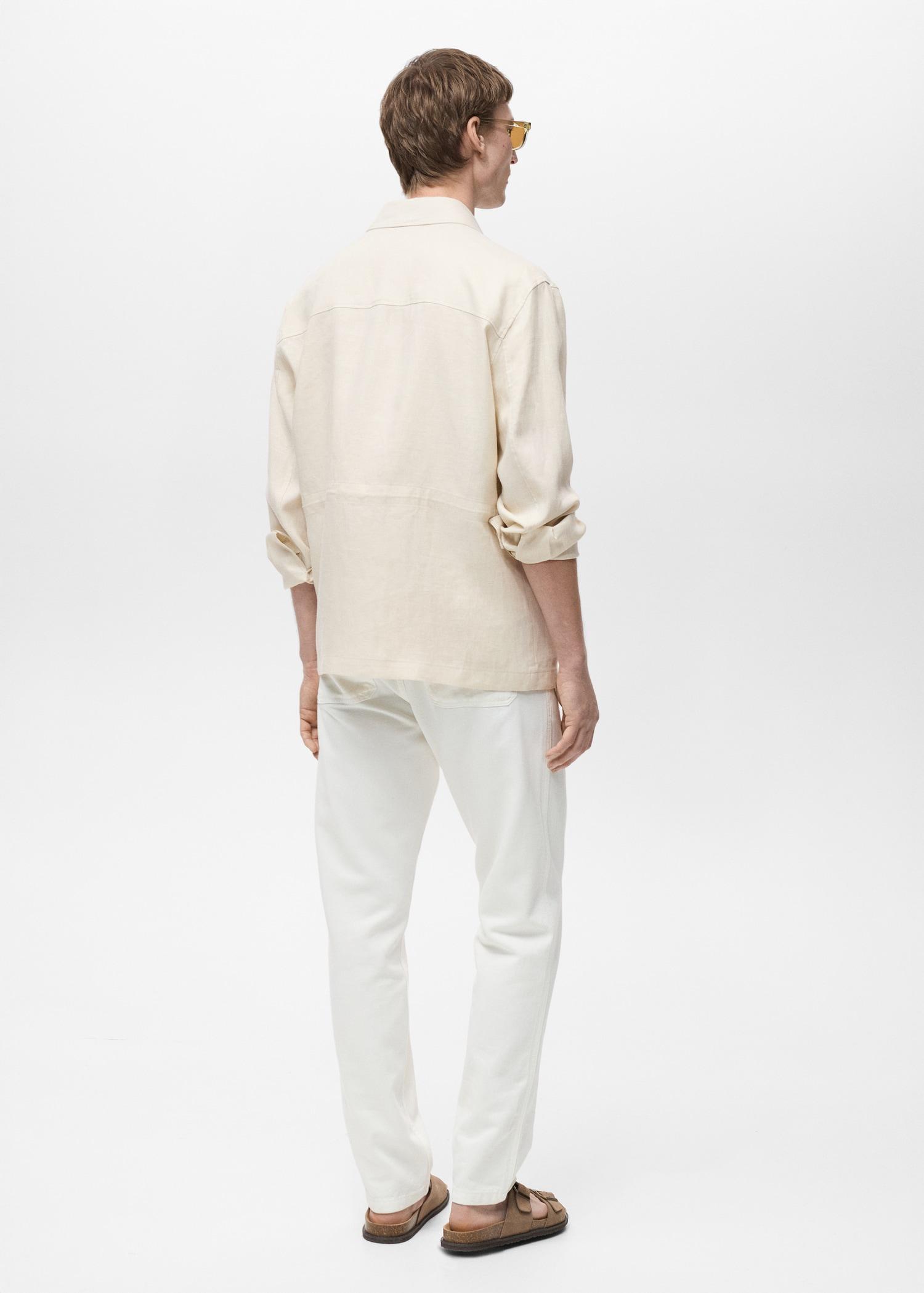 100% linen overshirt with pockets - Men | MANGO USA Product Image