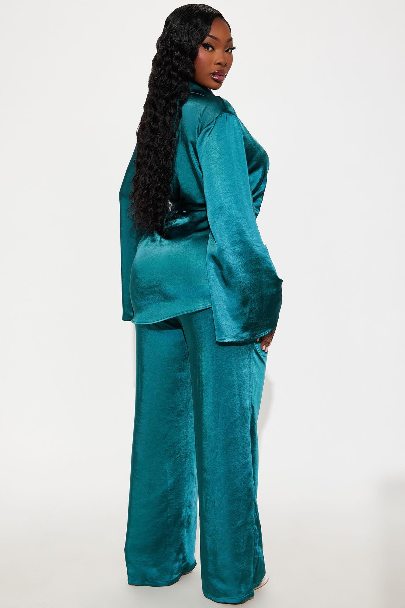 One And Only Satin Blazer Set - Teal Female Product Image