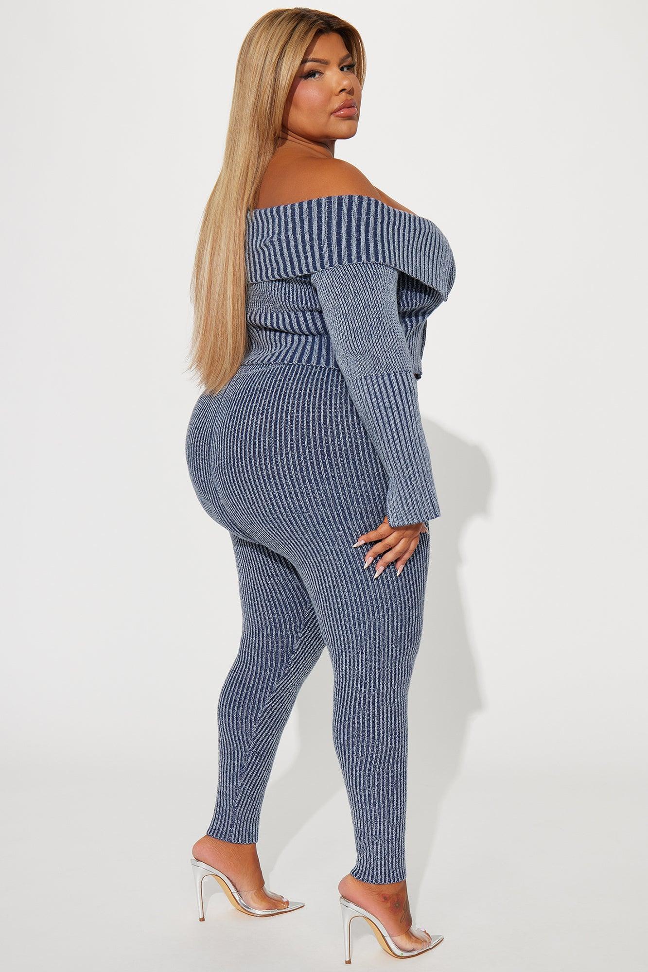 New Day Sweater Mineral Wash Legging Set - Blue Female Product Image