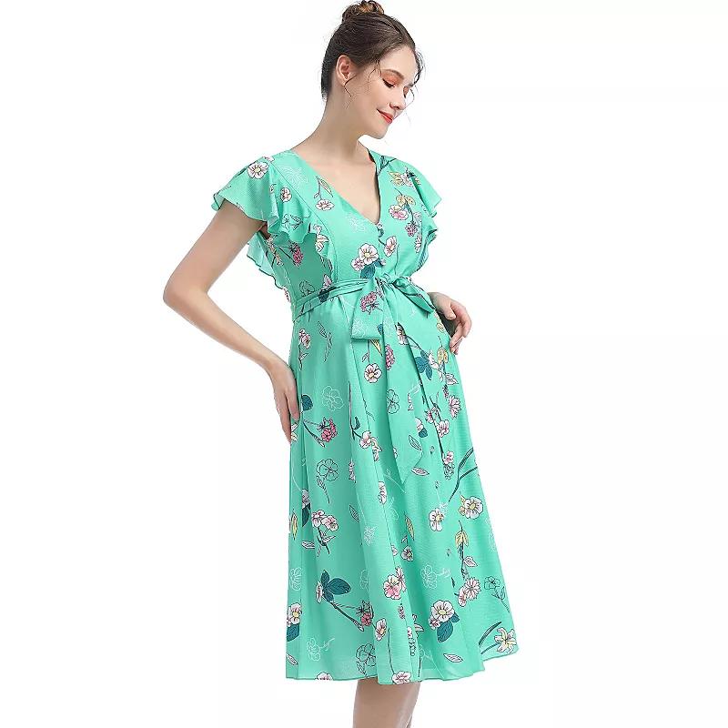 Pokkori Maternity Nursing Belted Midi Dress, Women's,  Product Image