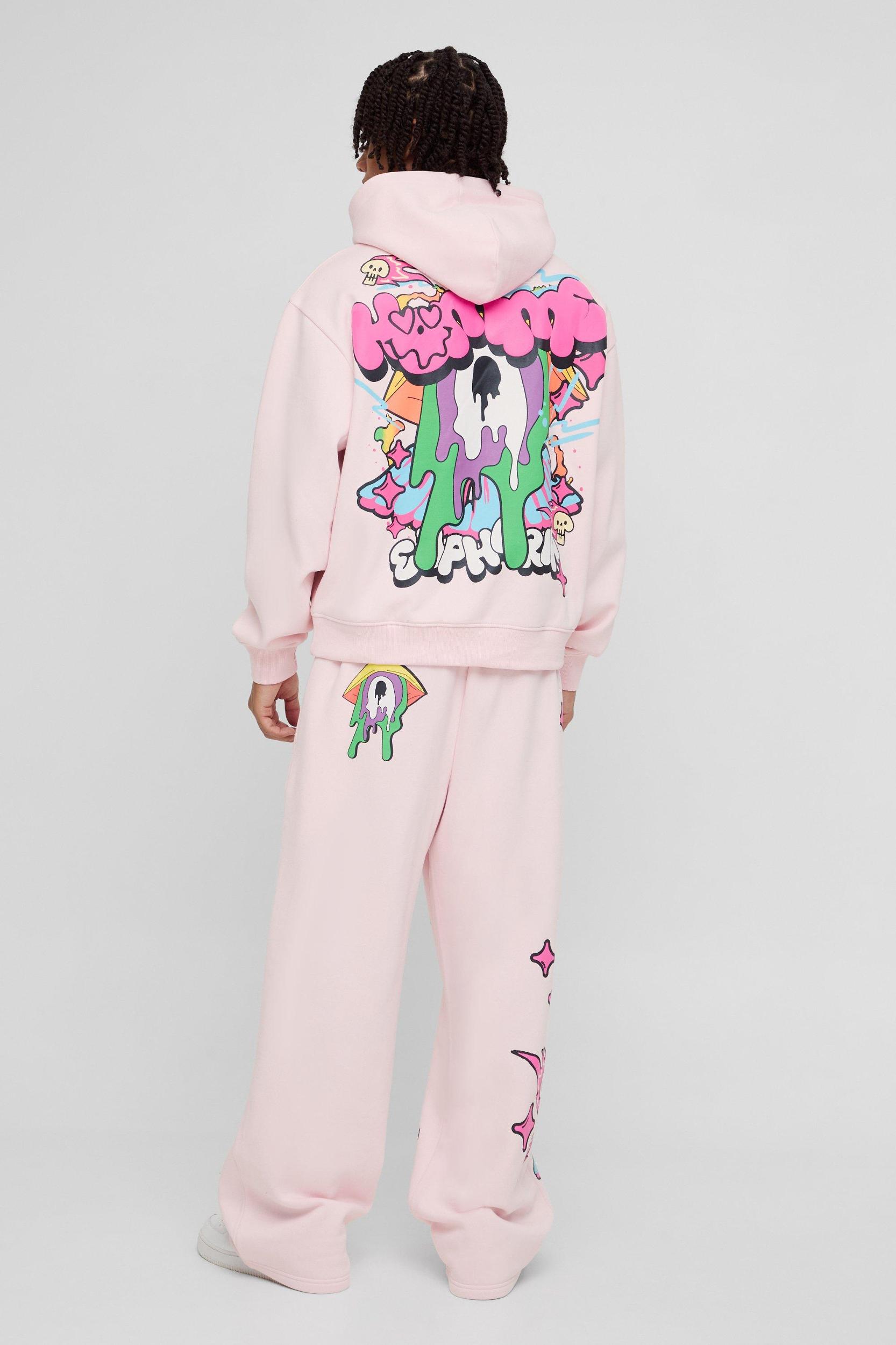 Oversized Boxy Doodle Graphic Puff Print Hoodie | boohooMAN USA Product Image