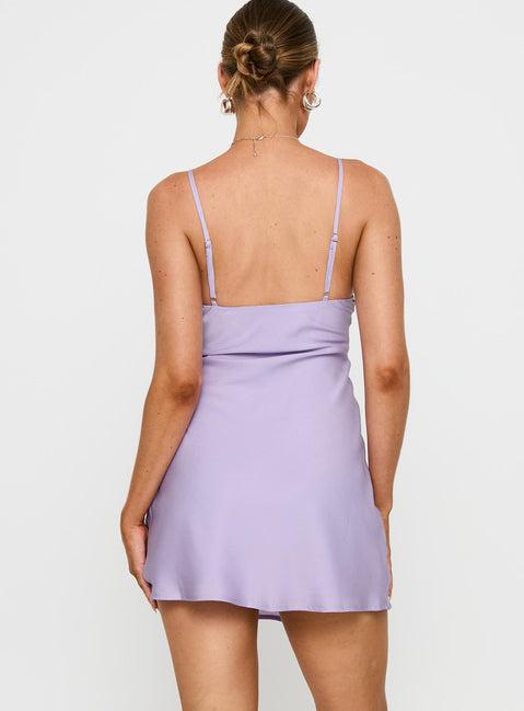 Hintz Satin Mini Dress Lilac Product Image
