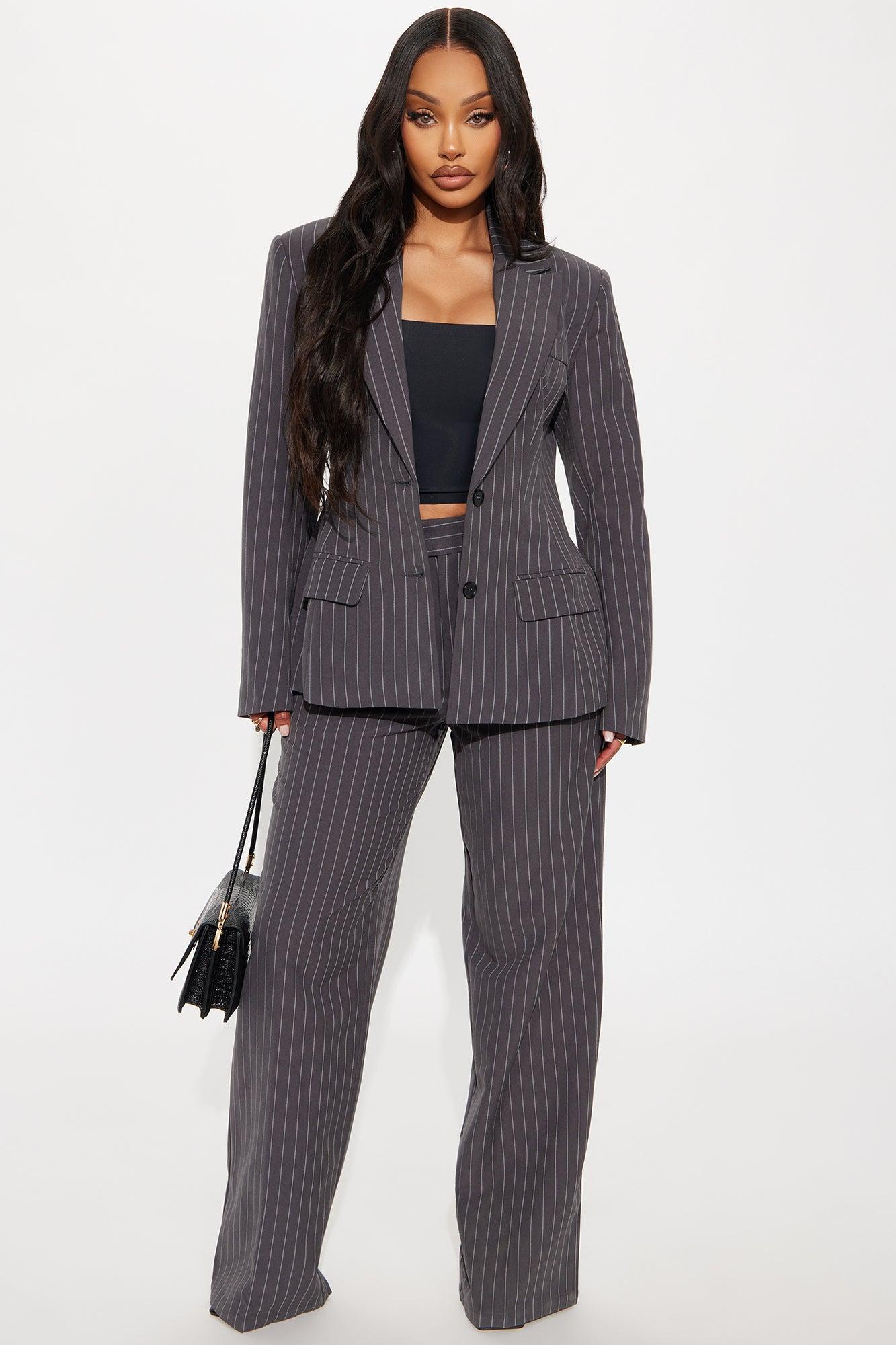 Angie Pinstripe Trouser - Charcoal Female Product Image