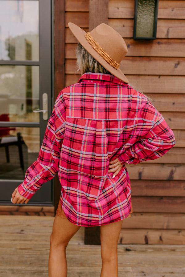 Catching Feelings Plaid Top In Pink Product Image