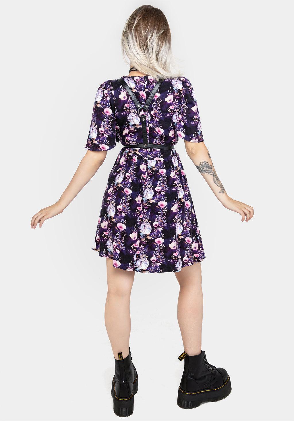 Socordia Floral Moon Button Front Mini Dress Product Image