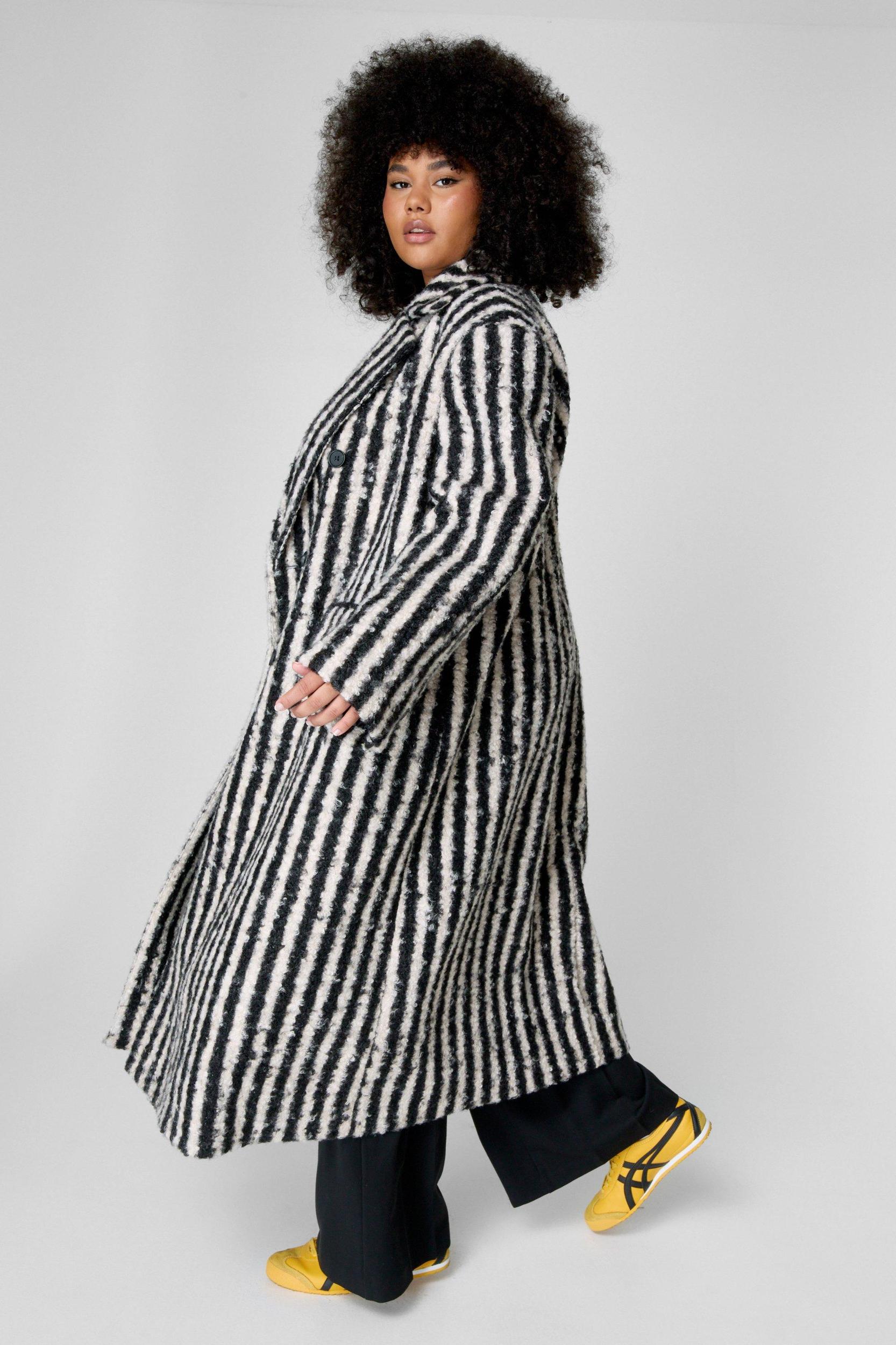 Plus Striped Wool Look Coat  Product Image