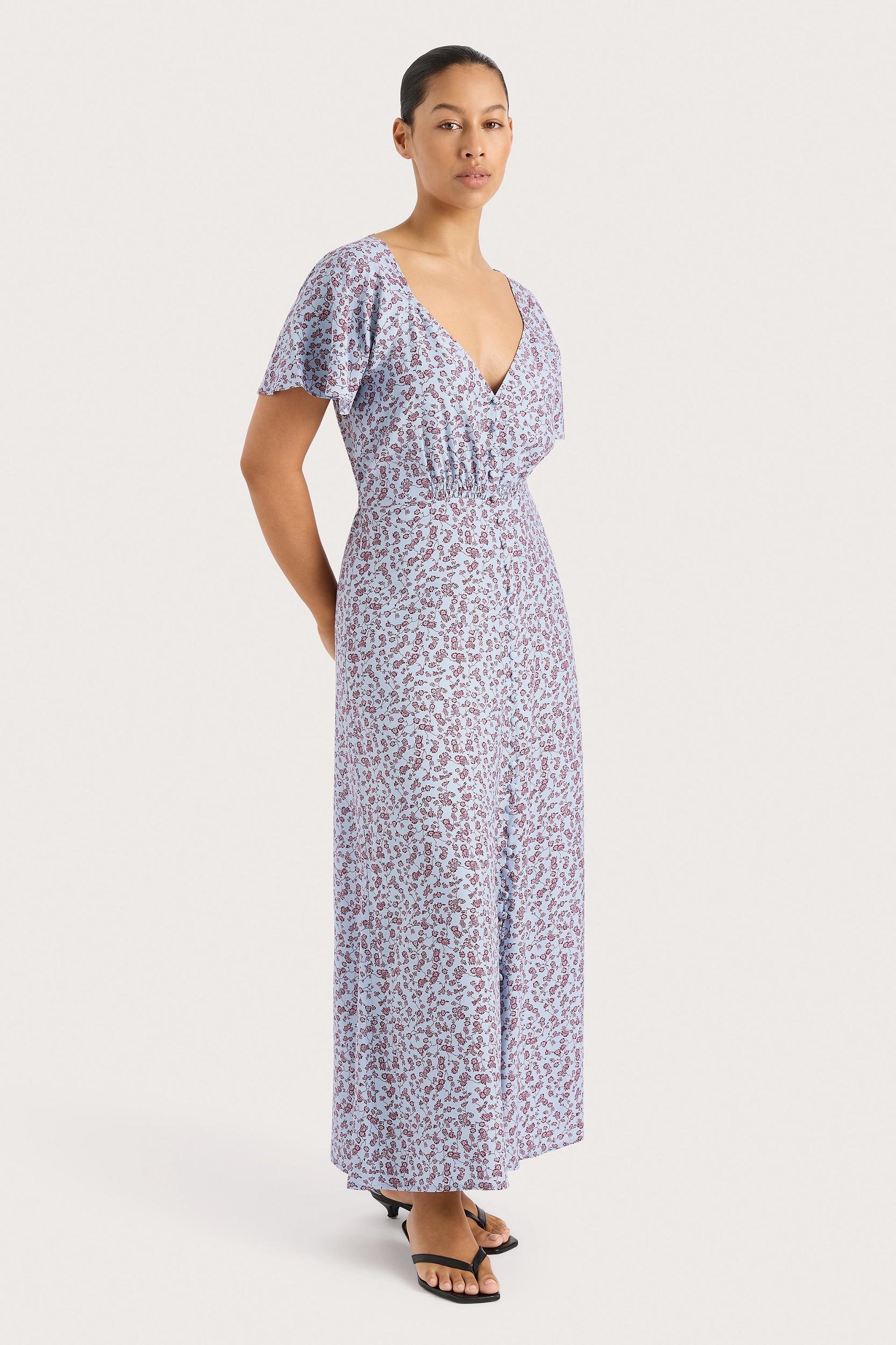 Aurelia Midi Dress Amaryllis Floral Blue - Final Sale Product Image