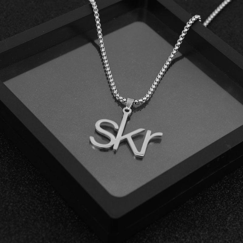 Lettering Pendant Box Chain Necklace Product Image
