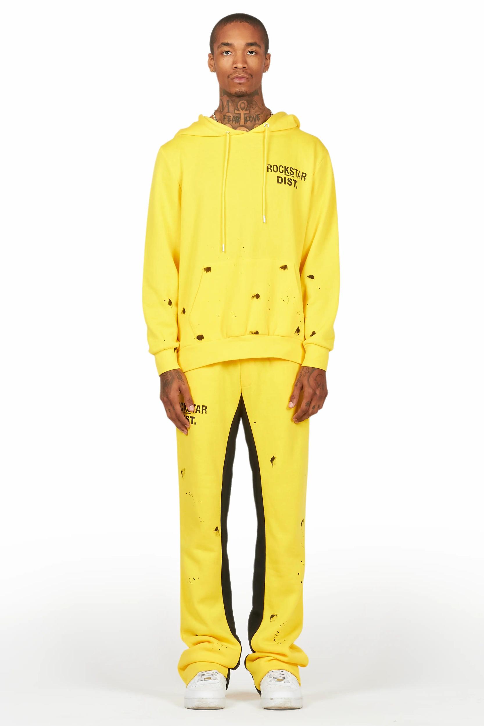 Raffer Yellow Hoodie Baggy Fit Pant Track Set Male Product Image