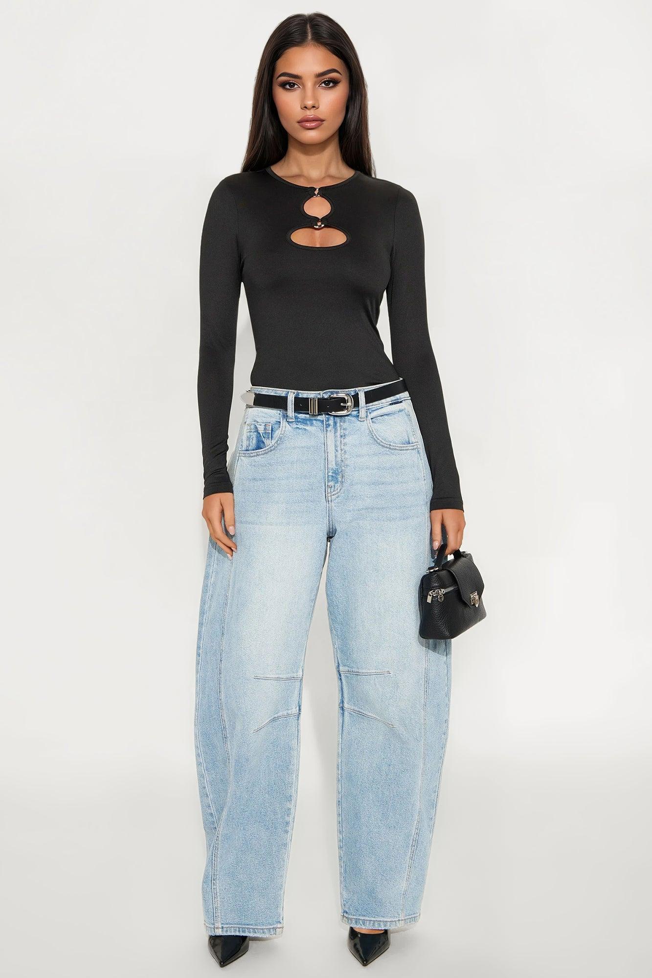 Trinity Long Sleeve Cut Out Top - Black Female Product Image