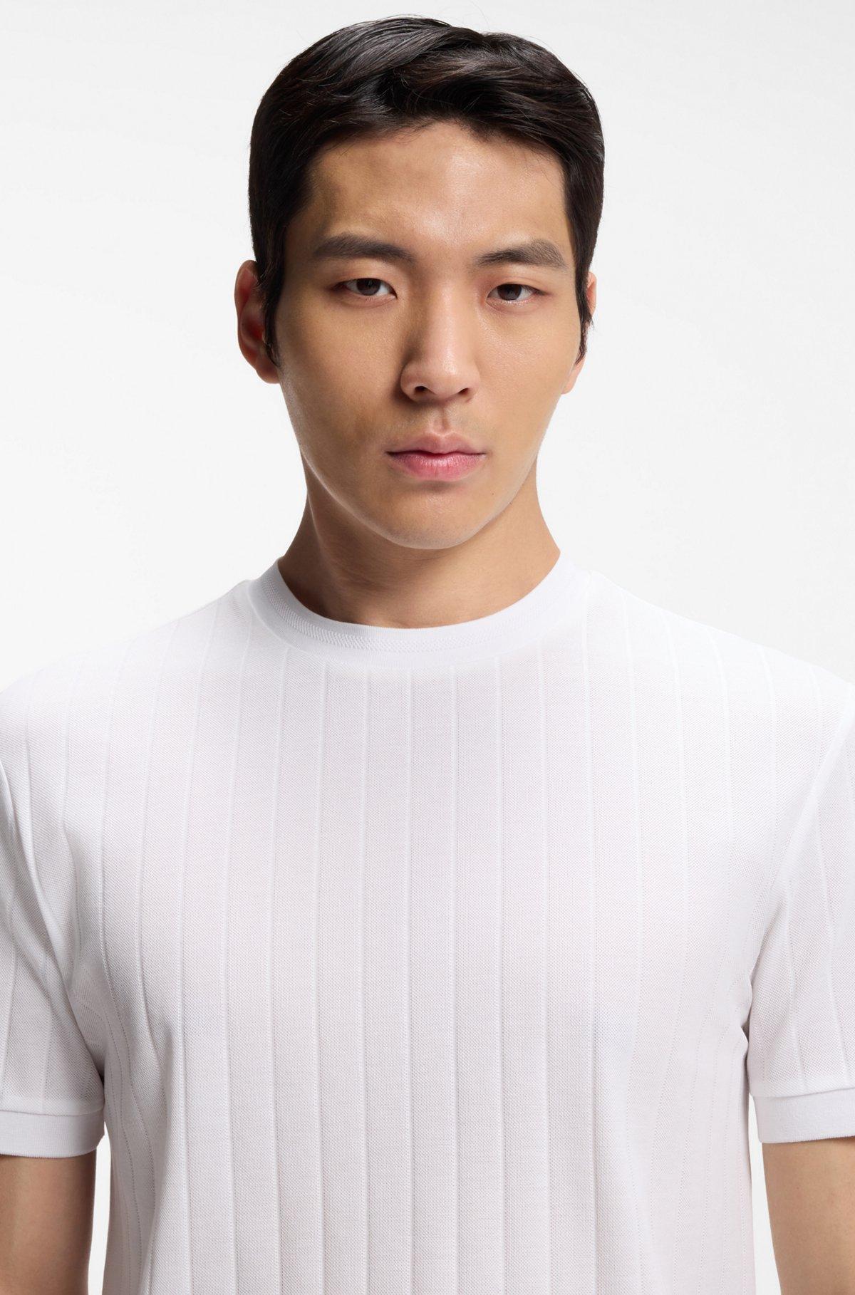 Vertical-stripe T-shirt in mercerised cotton Product Image