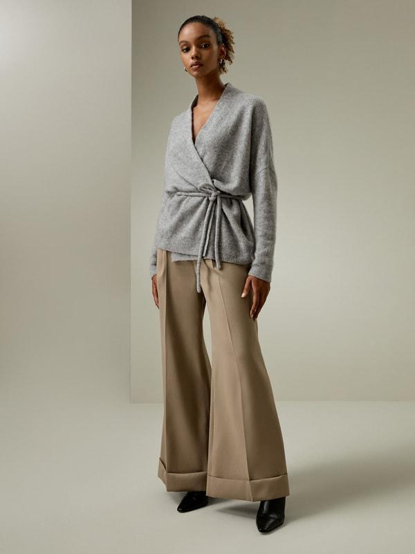 LILYSILK Cashmere Cardigan Women - Gray Cashmere Silk - Comfortable High Ribbed Sweater L Product Image