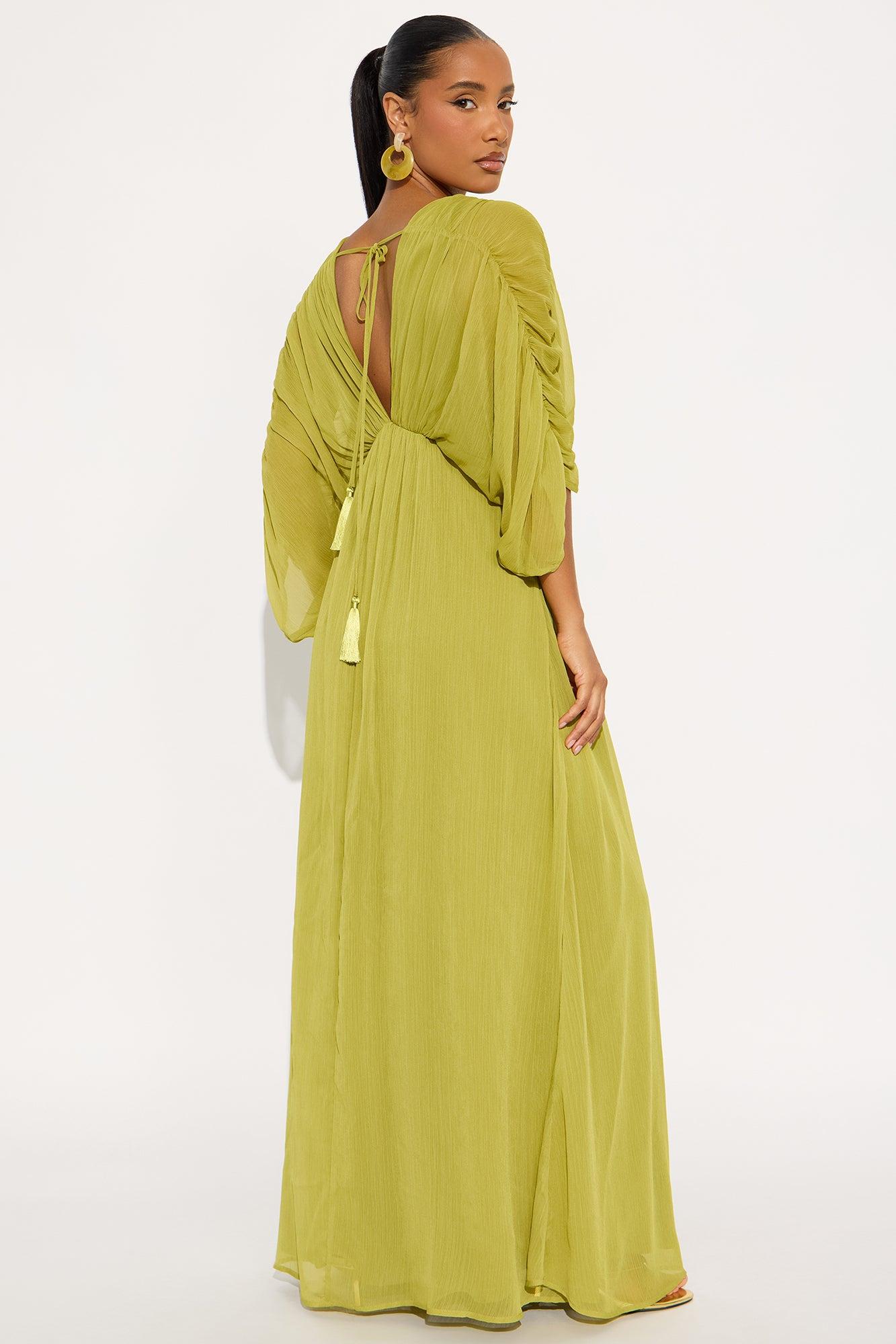 Amaya Chiffon Maxi Dress - Chartreuse Female Product Image