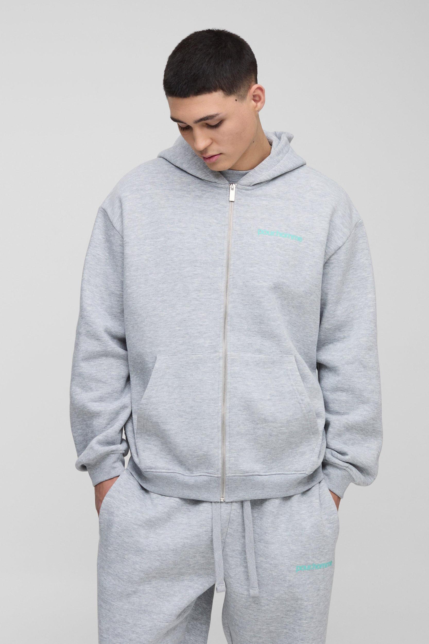 Oversized Homme Zip Through Hooded Tracksuit | boohooMAN USA Product Image