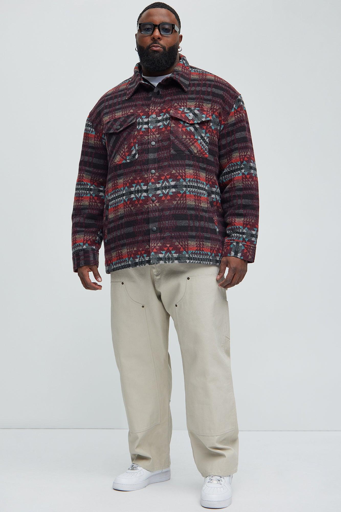 If We Ever Tried Quilted Shacket - Burgundy/combo Product Image