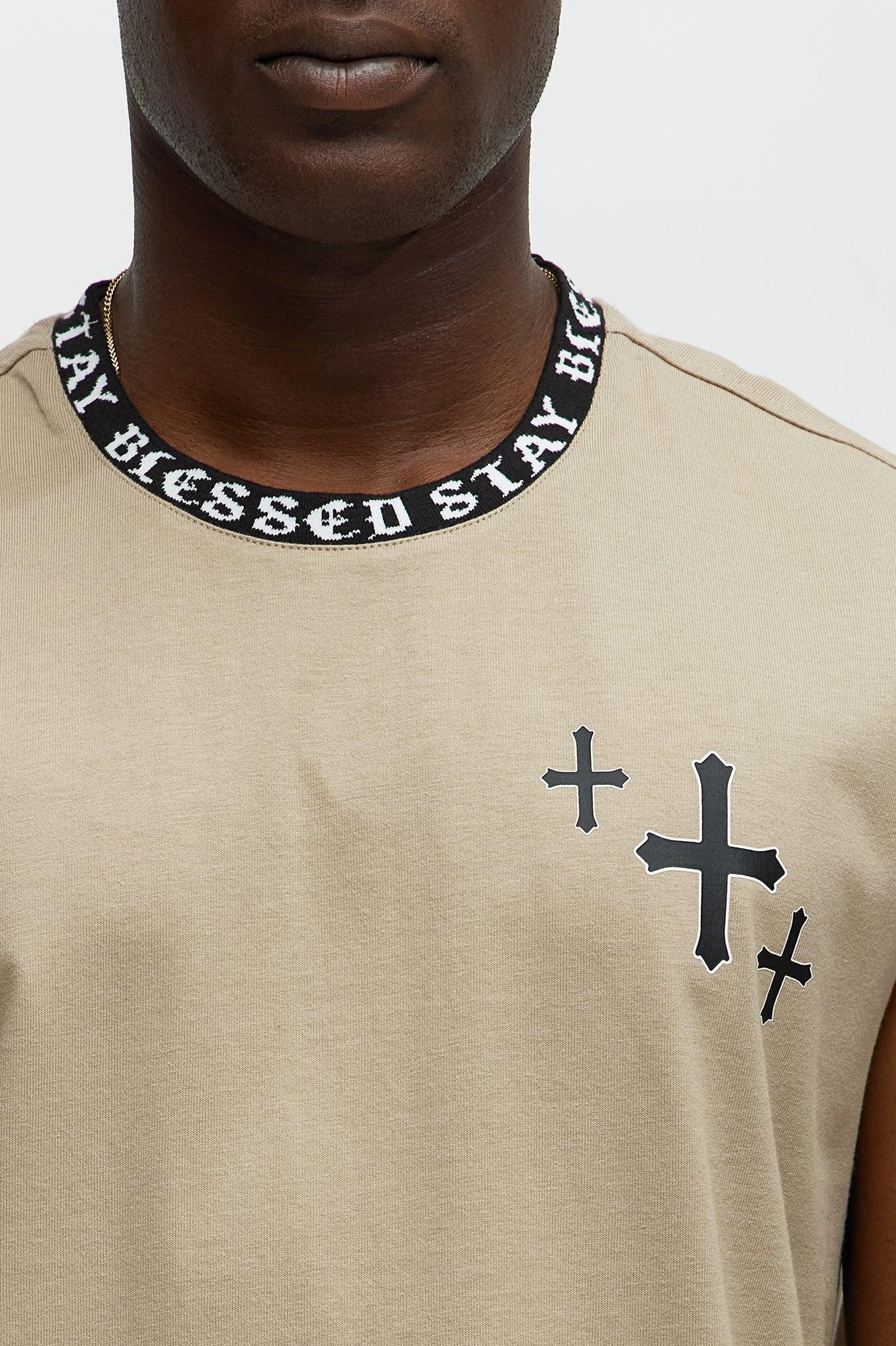 Muscle Stay Blessed Tank - Stone Male Product Image