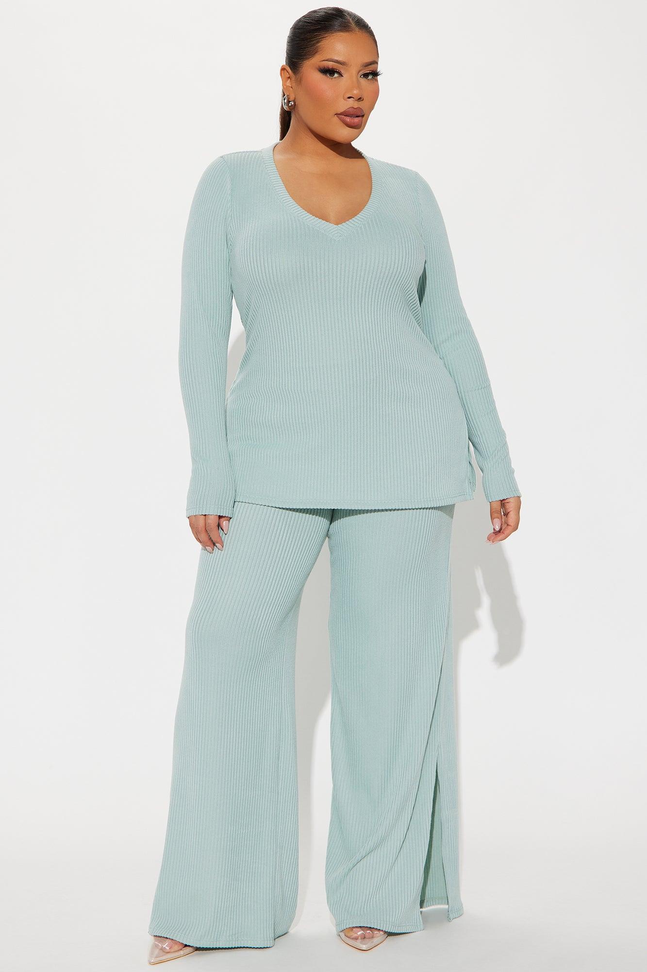 Maya Cozy Ribbed Pant Set - Sage Product Image