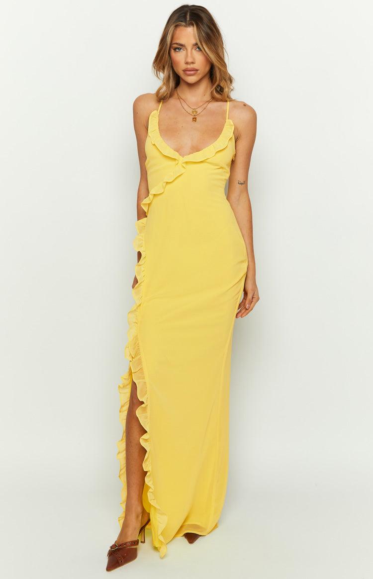 Nahanee Yellow Ruffle Maxi Dress Product Image
