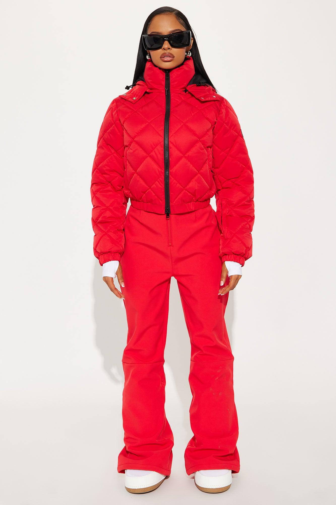 Snow Days Quilted Puffer Jacket - Red Product Image