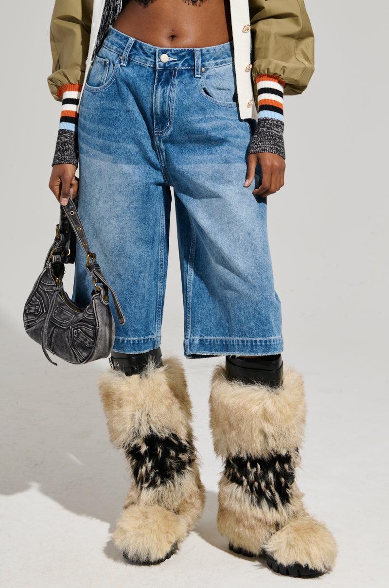 LITERAL PERFECTION BLUE DENIM BERMUDA SHORTS Product Image