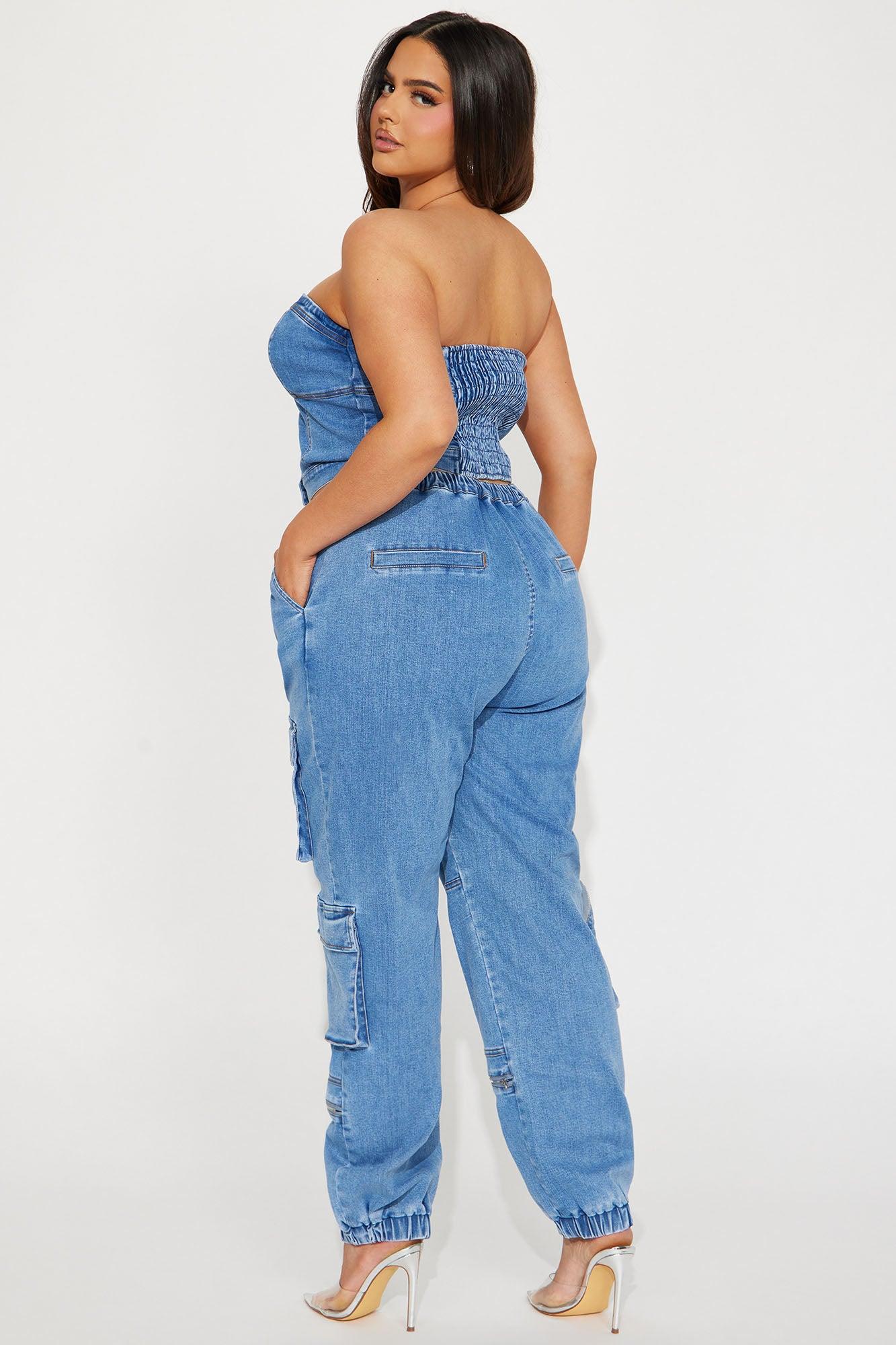 Hang With Me Denim Pant Set - Light Wash Product Image
