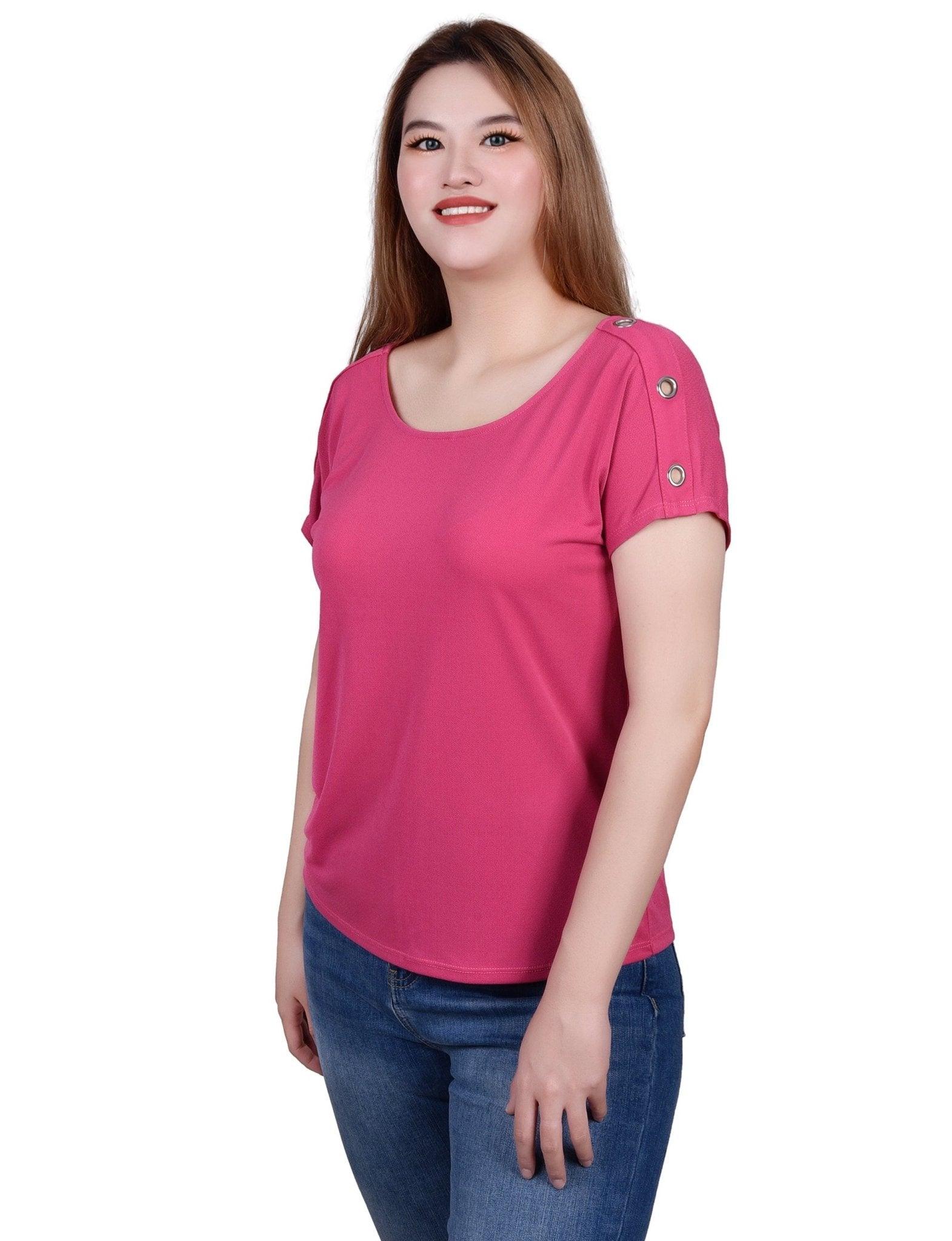 Short Sleeve Extended Sleeve Tunic Top - Petite Product Image