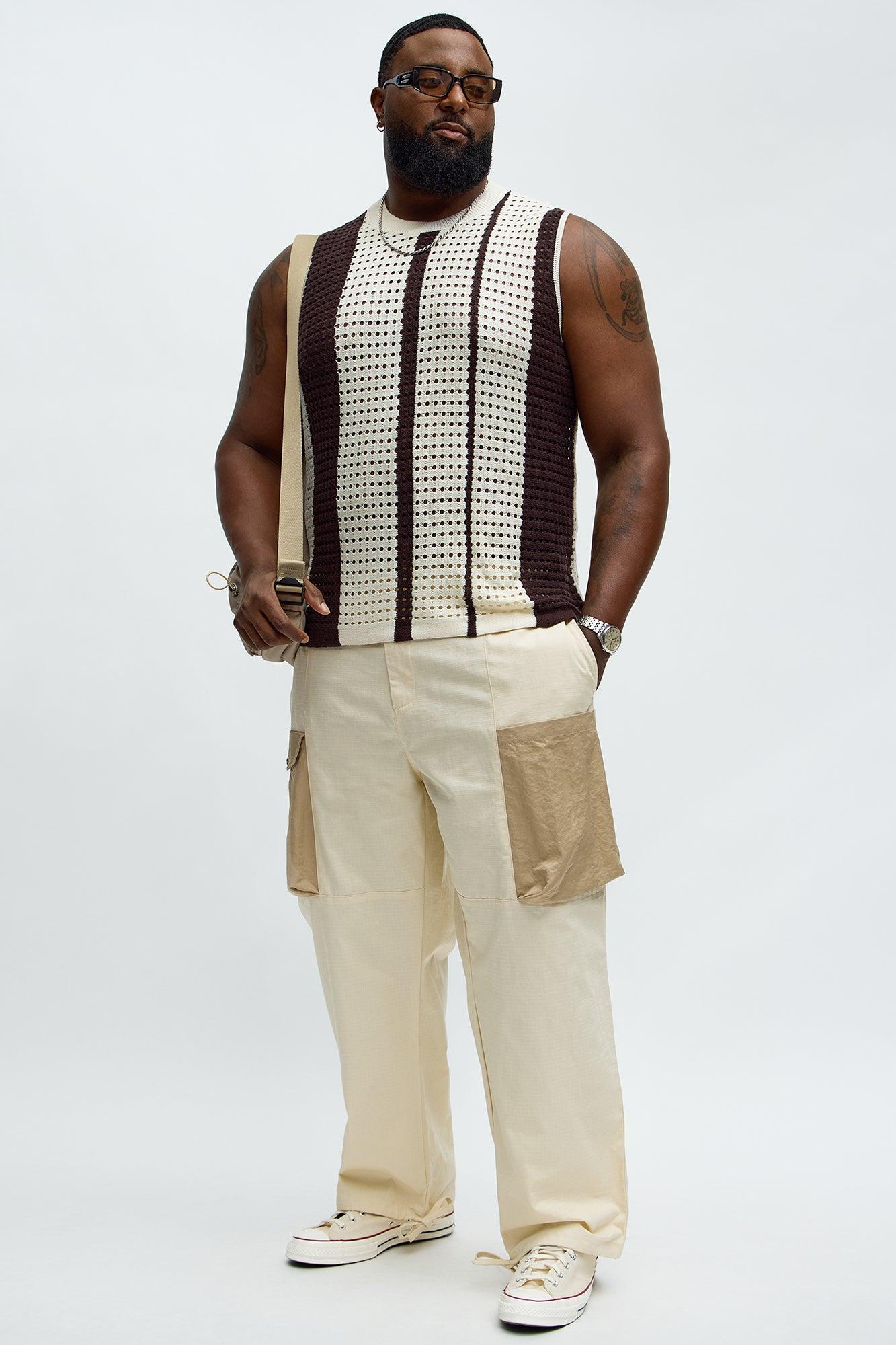 Multistriped Knit Muscle Tee - Cream/combo Product Image