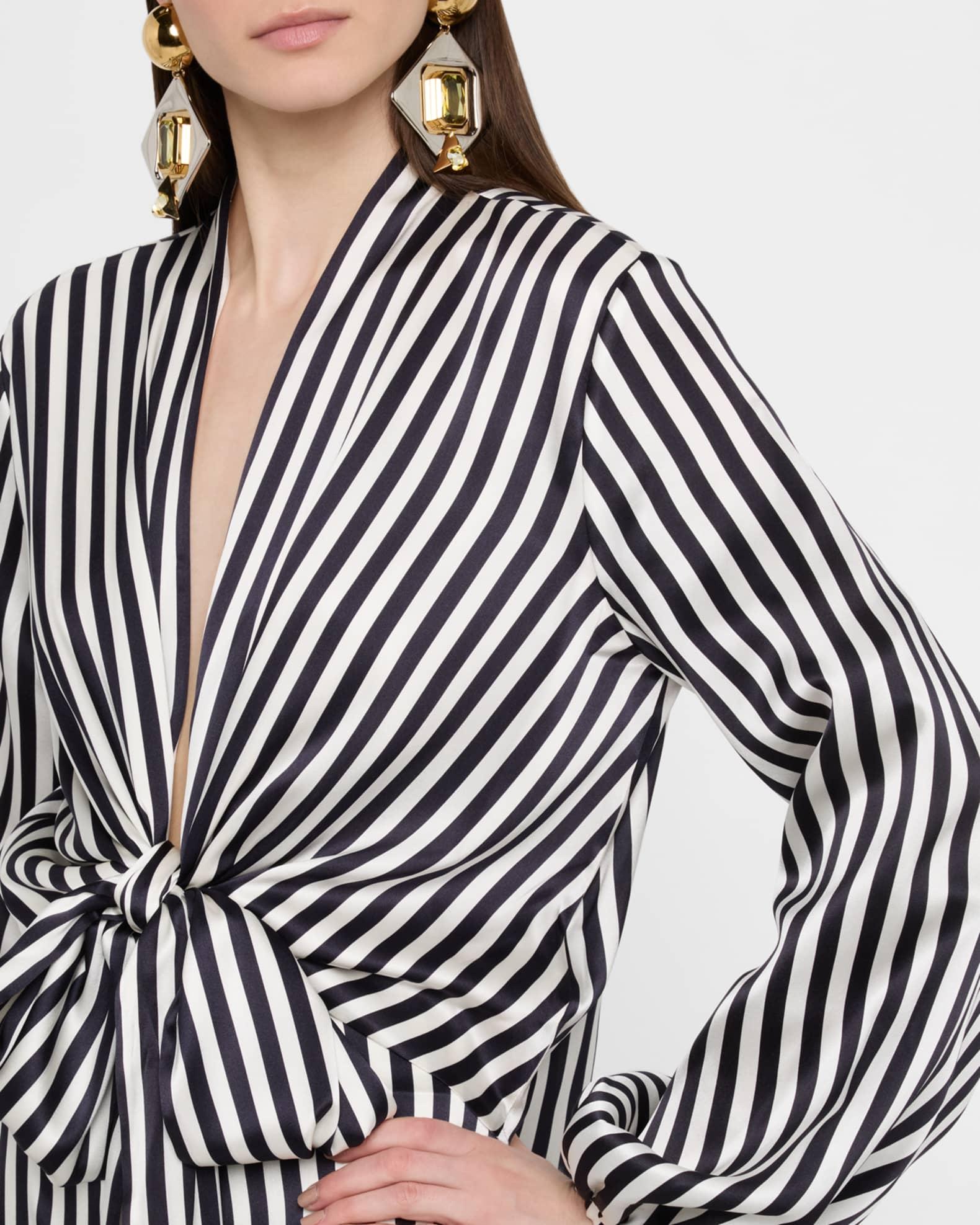 Honey Striped Tie Silk Blouse Product Image