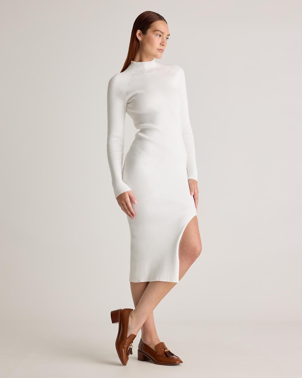 Quince | Women's Eco-Knit Ribbed Mock Neck Sweater Dress Viscose Product Image